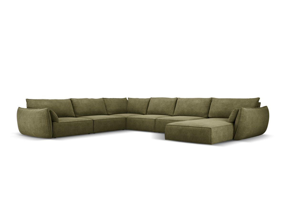 Kaelle Panoramic Corner Sofa, 8 Seats, 384x284 cm — Green / Left