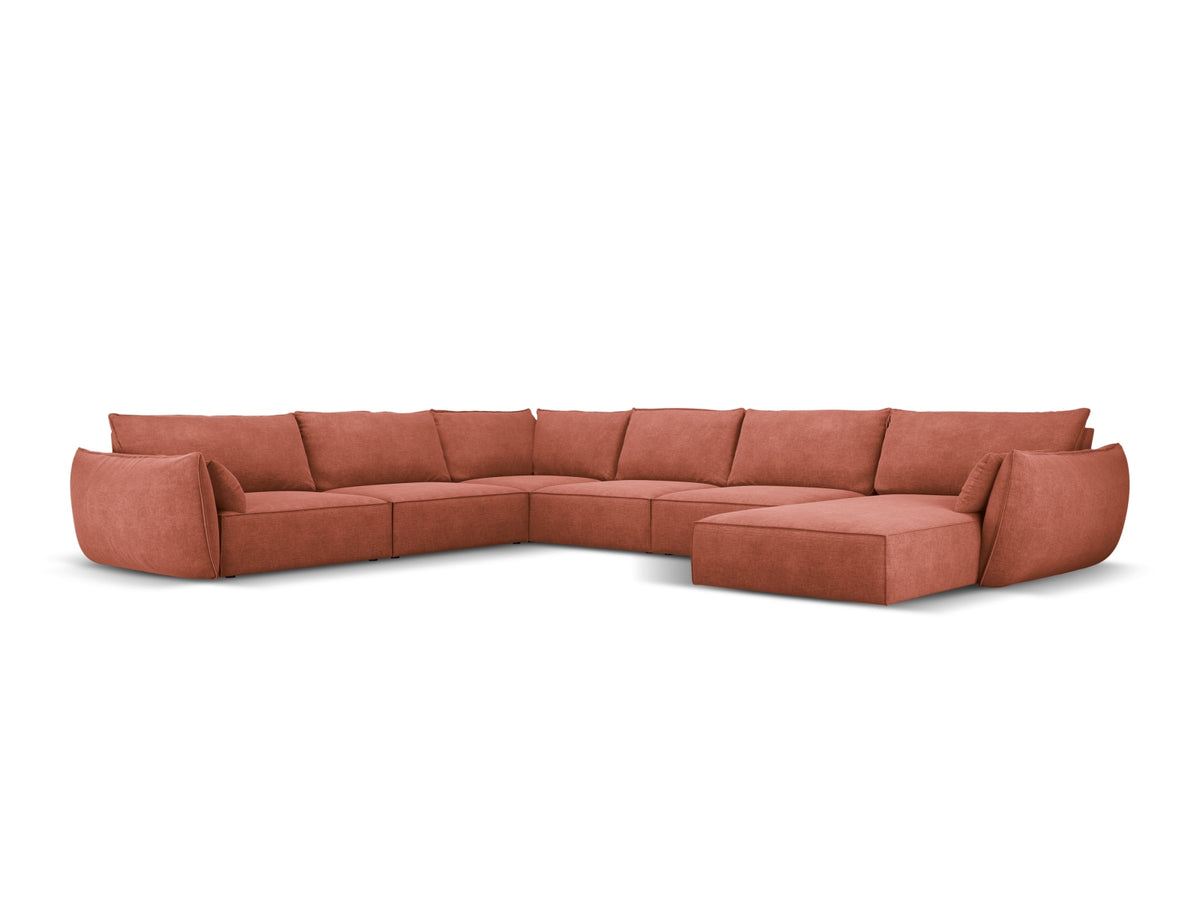 Kaelle Panoramic Corner Sofa, 8 Seats, 384x284 cm — Terracotta / Left