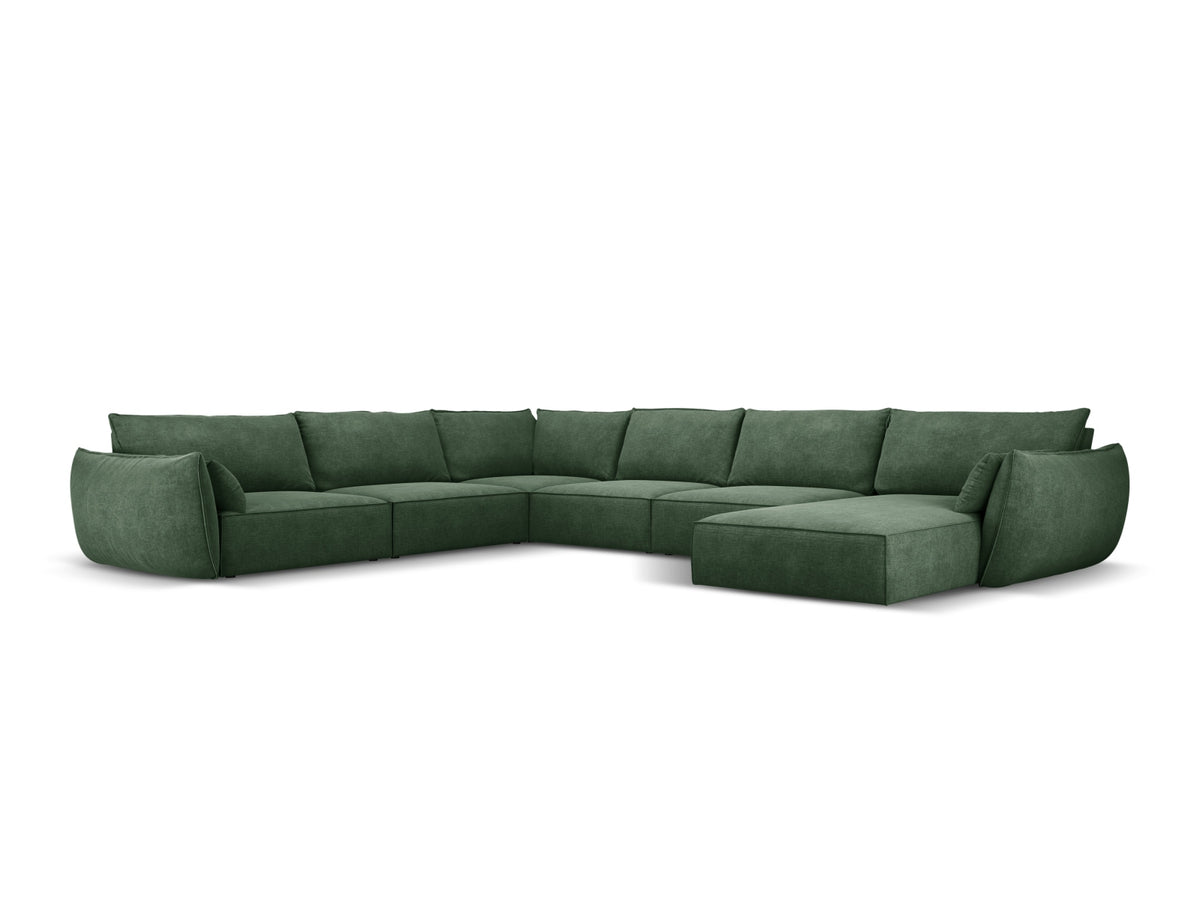 Kaelle Panoramic Corner Sofa, 8 Seats, 384x284 cm — Bottle Green / Left