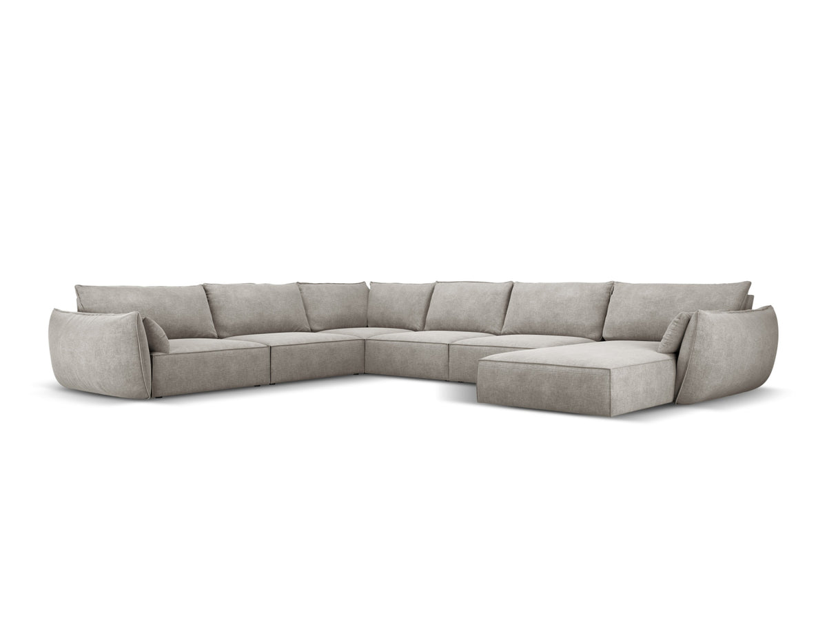 Kaelle Panoramic Corner Sofa, 8 Seats, 384x284 cm — Light Grey / Left