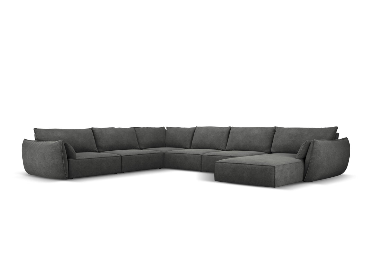 Kaelle Panoramic Corner Sofa, 8 Seats, 384x284 cm — Dark Grey / Left