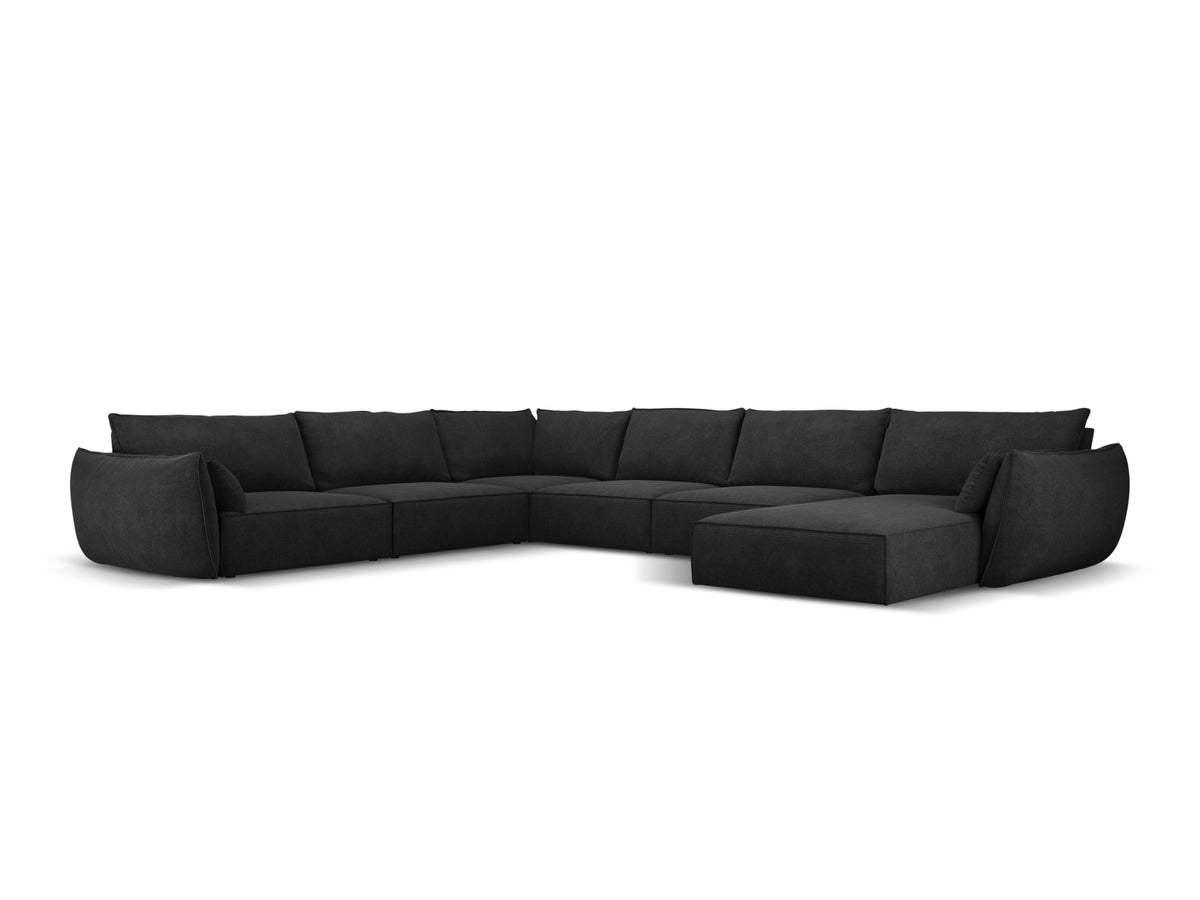 Kaelle Panoramic Corner Sofa, 8 Seats, 384x284 cm — Black / Left