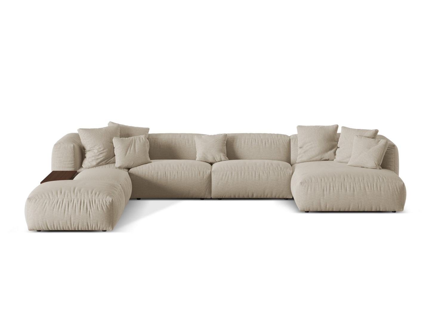 Panorama-Ecksofa Strukturstoff Schwarz Martina — Light Beige