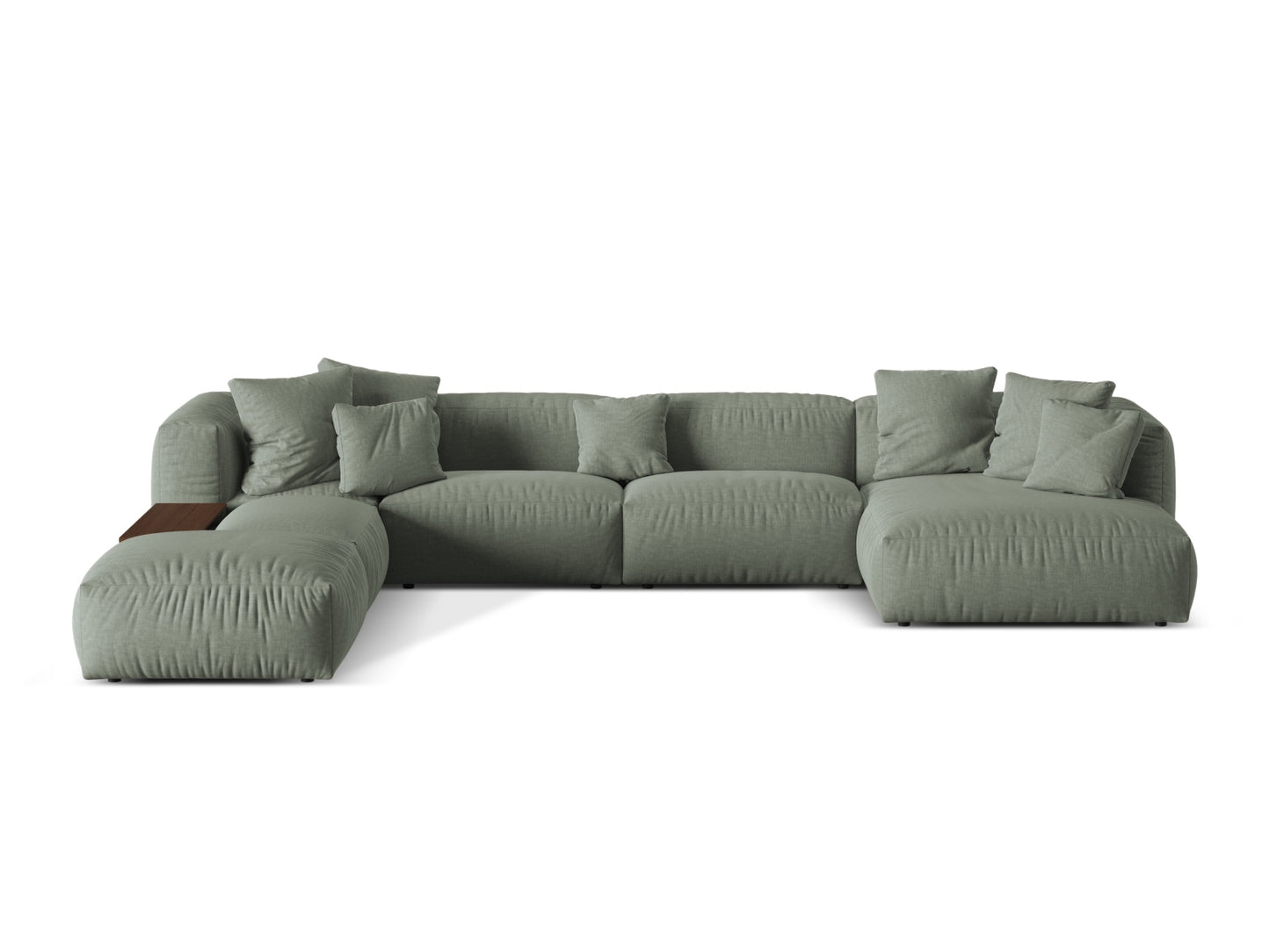 Panorama-Ecksofa Strukturstoff Schwarz Martina — Moss Green