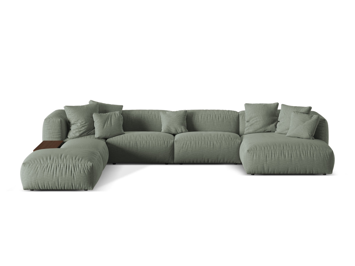 Martina Modular Panoramic Corner Sofa, 5 Seats, 406x280 cm — Moss Green / Left