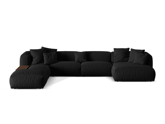 Martina Modular Panoramic Corner Sofa, 5 Seats, 406x280 cm — Black / Left
