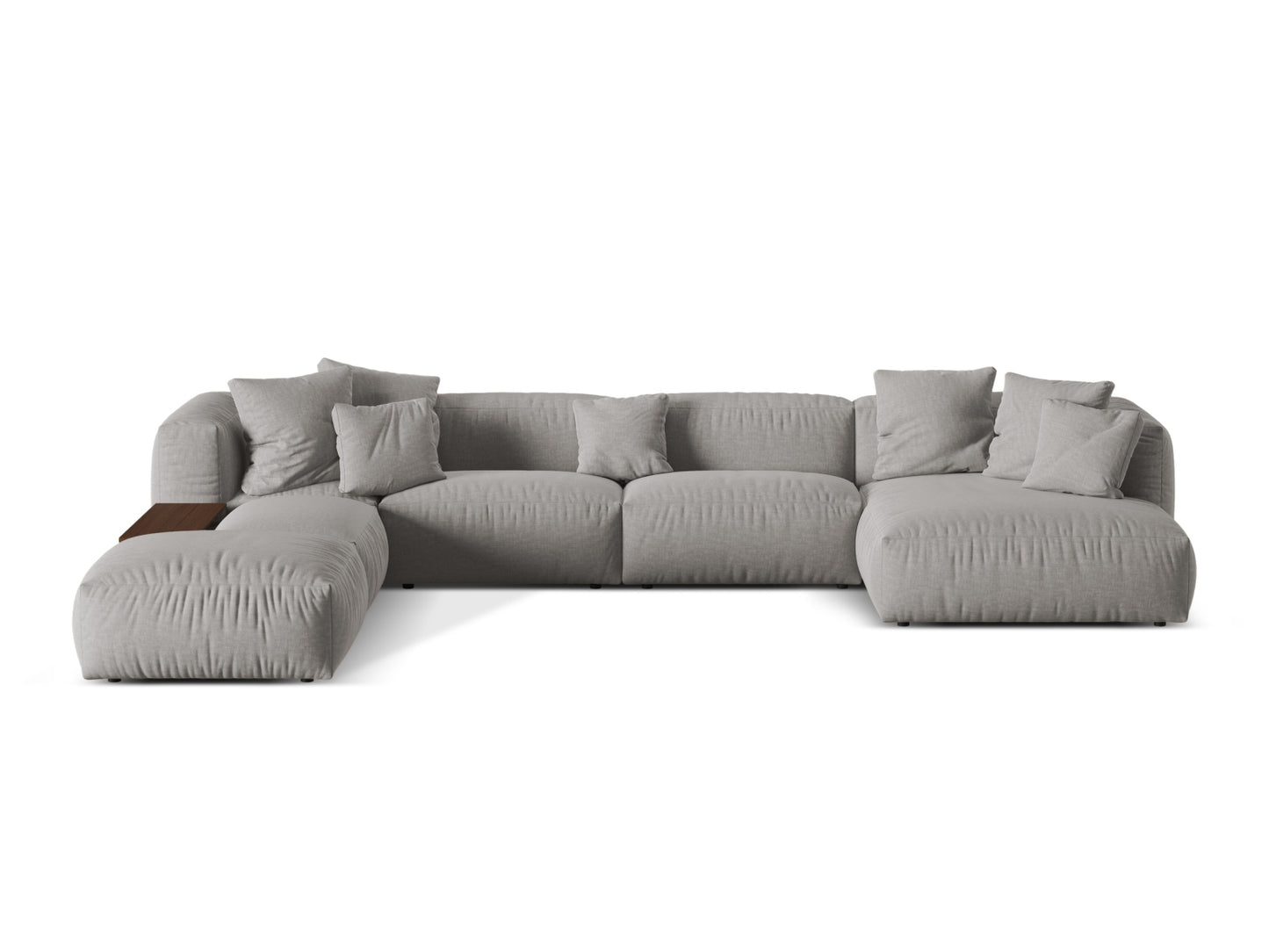 Panorama-Ecksofa Strukturstoff Schwarz Martina — Light Grey