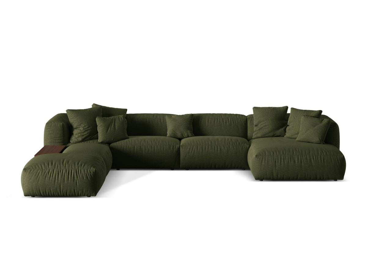 Martina Modular Panoramic Corner Sofa, 5 Seats, 406x280 cm — Green / Left
