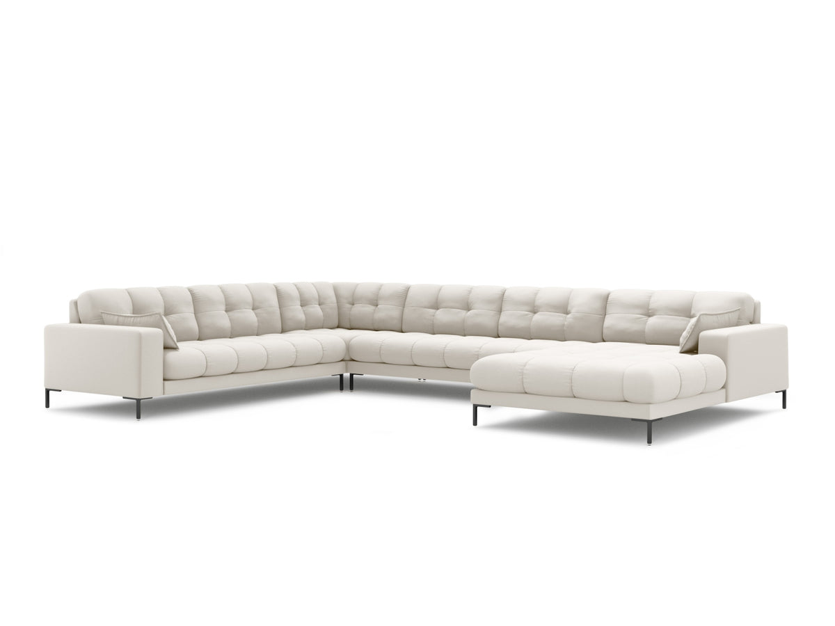 Mamaia Panoramic Corner Sofa, 7 Seats, 327x256 cm — Light Beige / Left