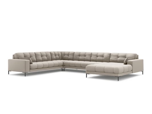 Mamaia Panoramic Corner Sofa, 7 Seats, 327x256 cm — Beige / Left