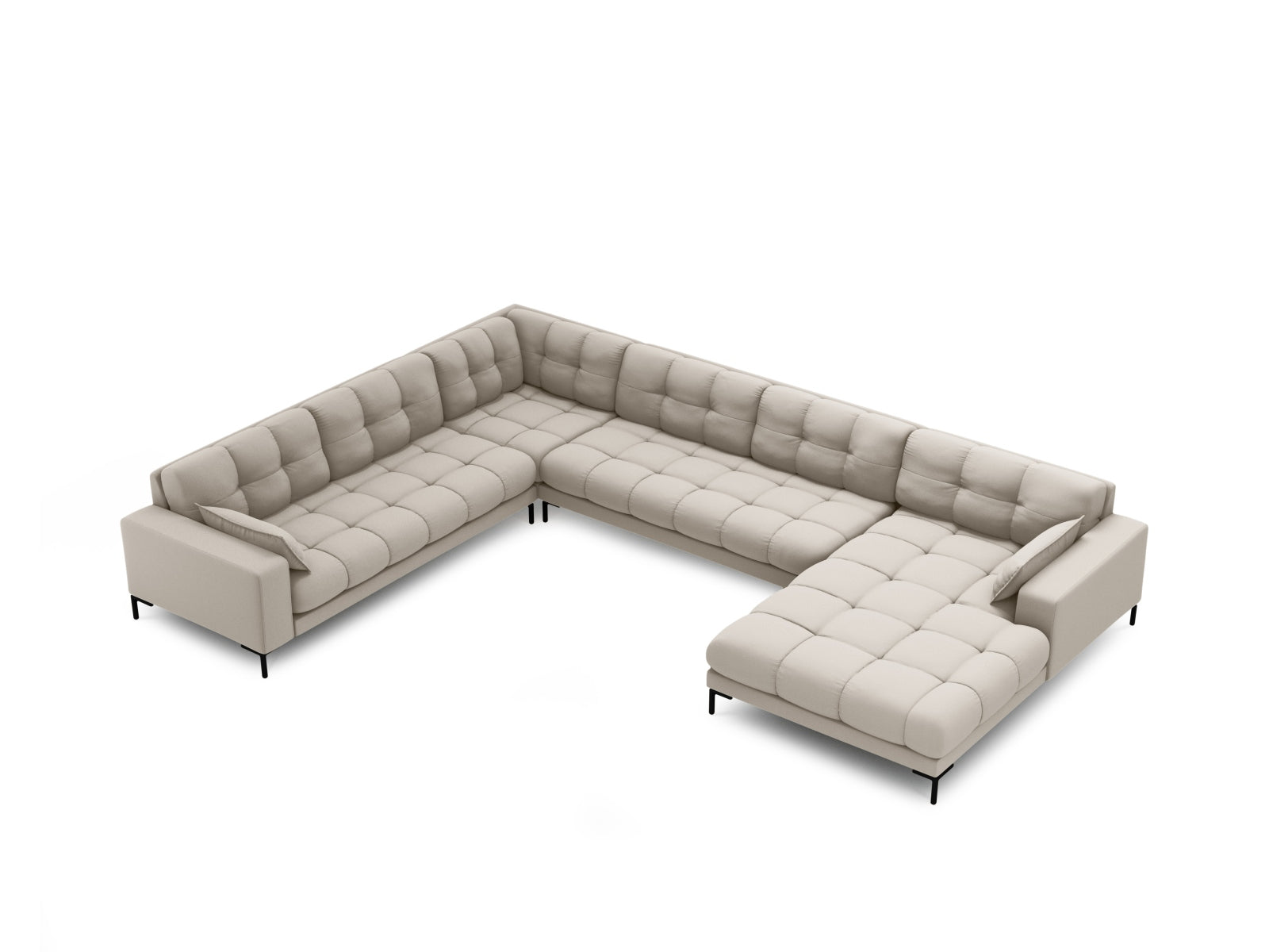 Panorama-Ecksofa Strukturstoff Beige Mamaia — Detailansicht