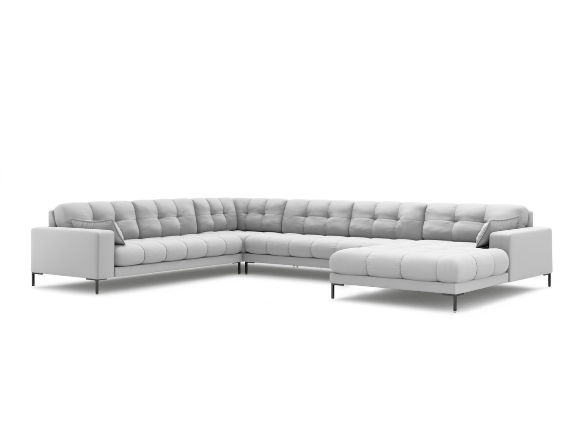 Mamaia Panoramic Corner Sofa, 7 Seats, 327x256 cm — Light Grey / Left