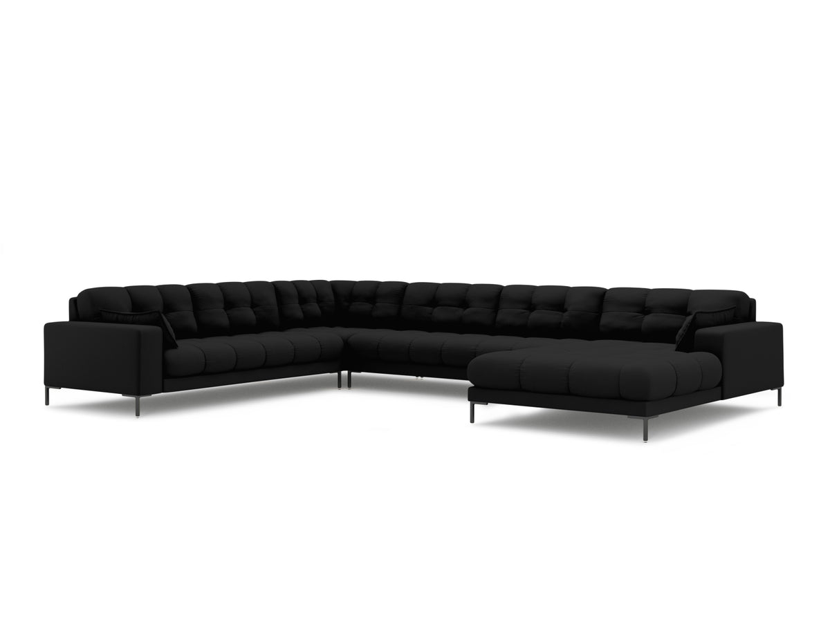 Mamaia Panoramic Corner Sofa, 7 Seats, 327x256 cm — Black / Left