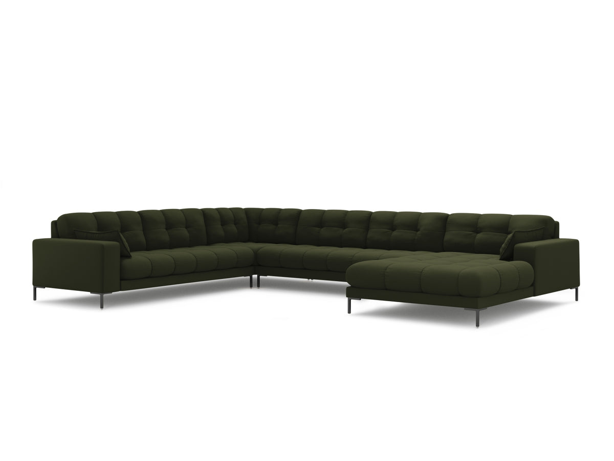Mamaia Panoramic Corner Sofa, 7 Seats, 327x256 cm — Green / Left