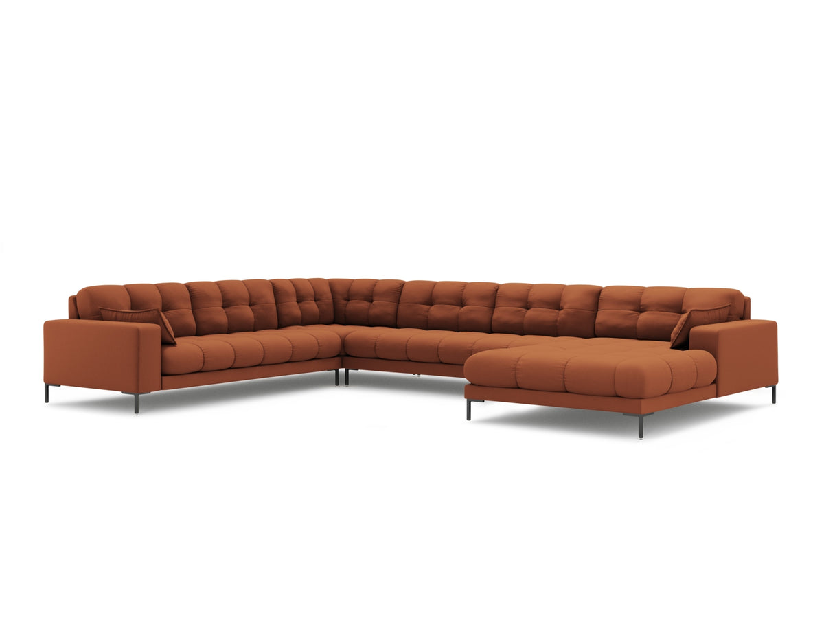 Mamaia Panoramic Corner Sofa, 7 Seats, 327x256 cm — Brick / Left
