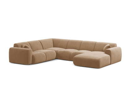 Panorama-Ecksofa Samt Schwarz Molino — Sand