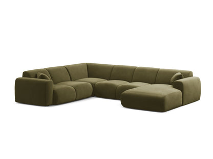 Panorama-Ecksofa Samt Schwarz Molino — Light Green