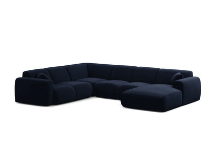 Panorama-Ecksofa Samt Schwarz Molino — Royal Blue