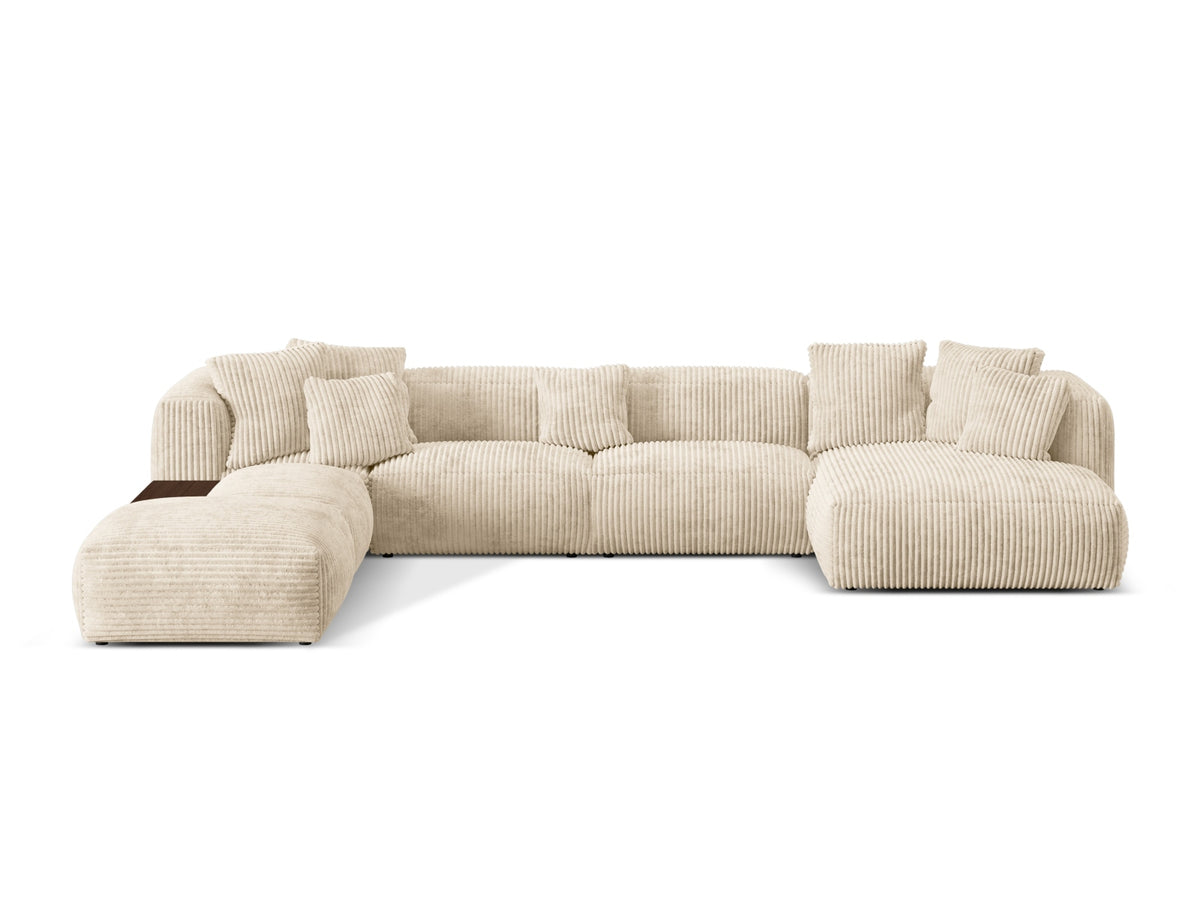 Martina Modular Panoramic Corner Sofa, 5 Seats, 406x280 cm — Light Beige / Left