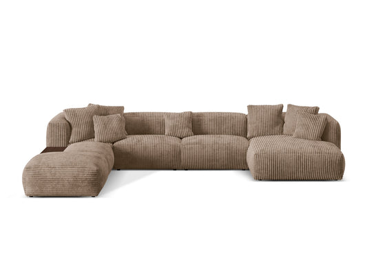 Martina Modular Panoramic Corner Sofa, 5 Seats, 406x280 cm — Acorn / Left