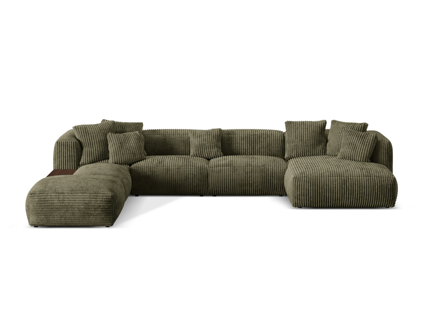 Panorama-Ecksofa Cord Acorn Martina — Moss Green