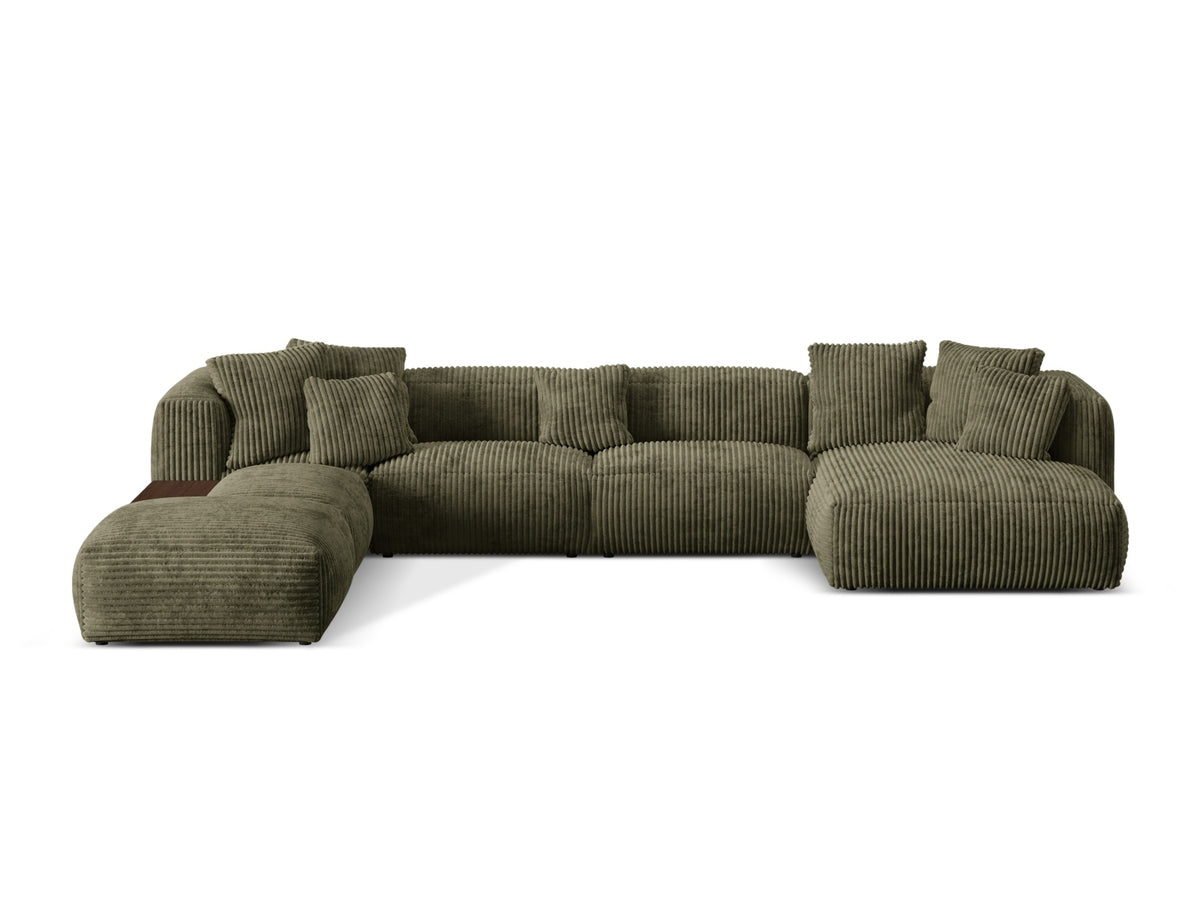 Martina Modular Panoramic Corner Sofa, 5 Seats, 406x280 cm — Moss Green / Left