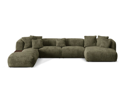 Panorama-Ecksofa Cord Acorn Martina — Moss Green