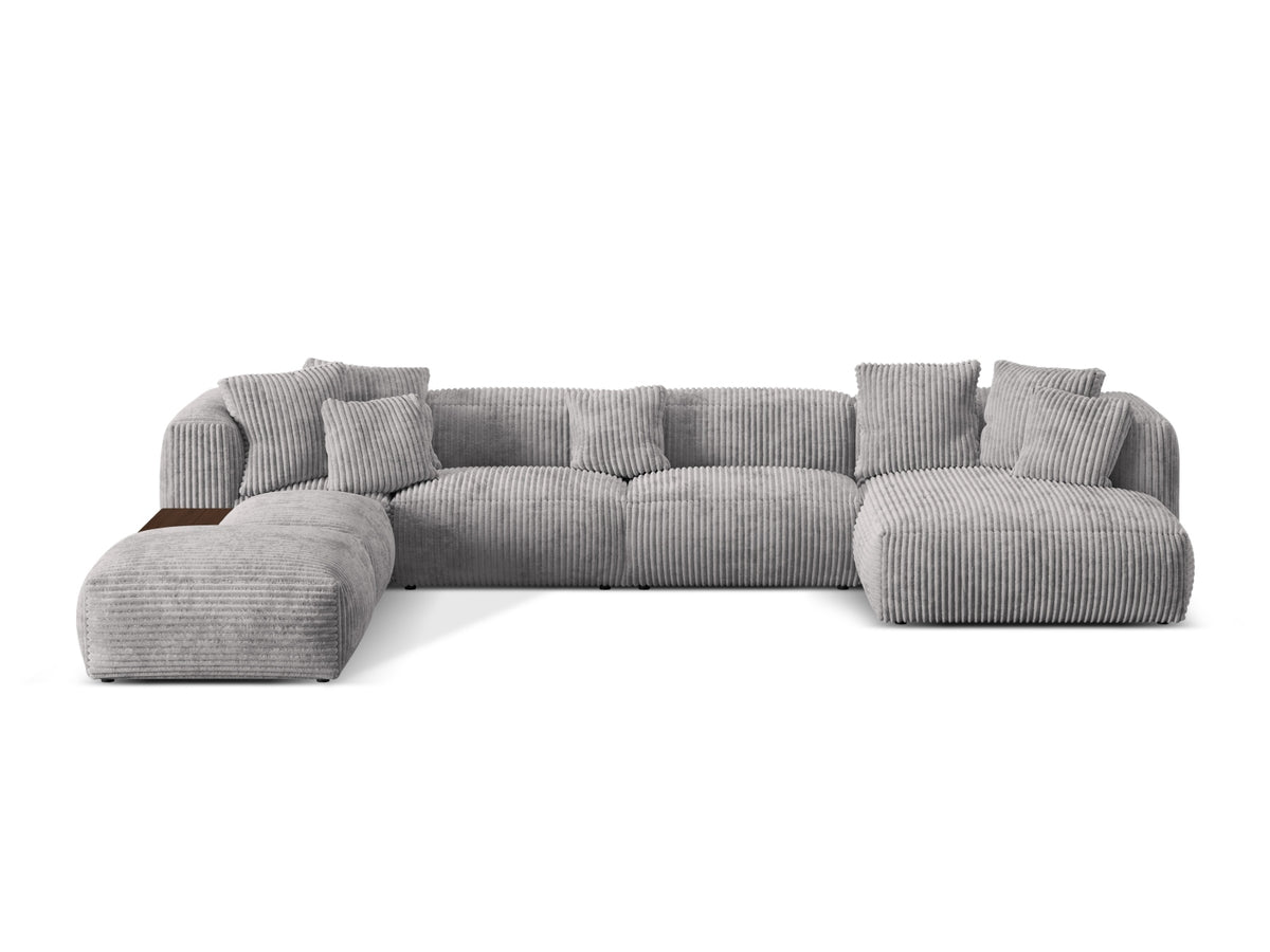 Martina Modular Panoramic Corner Sofa, 5 Seats, 406x280 cm — Light Grey / Left