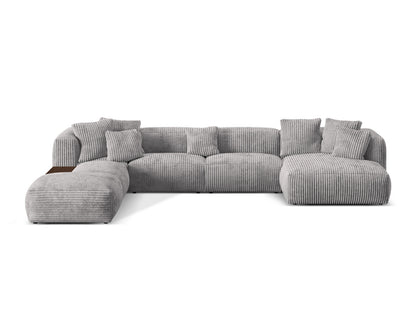 Panorama-Ecksofa Cord Acorn Martina — Light Grey