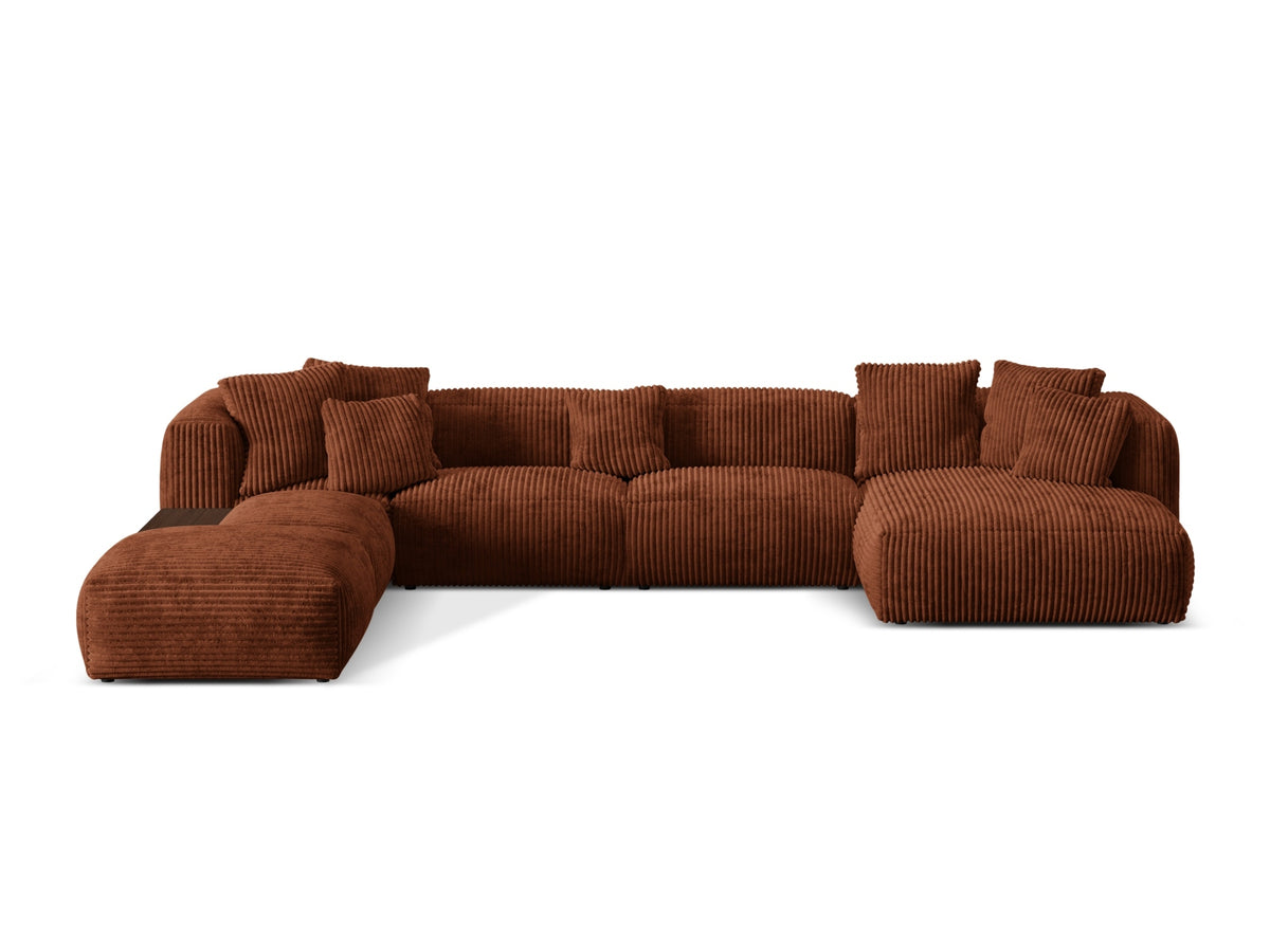 Martina Modular Panoramic Corner Sofa, 5 Seats, 406x280 cm — Brick / Left