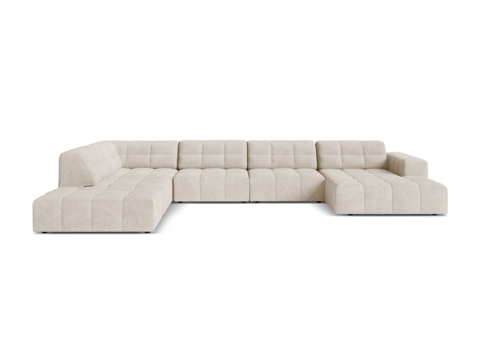 Jennifer Panoramic Corner Sofa, 7 Seats, 375x263 cm — Light Beige / Left