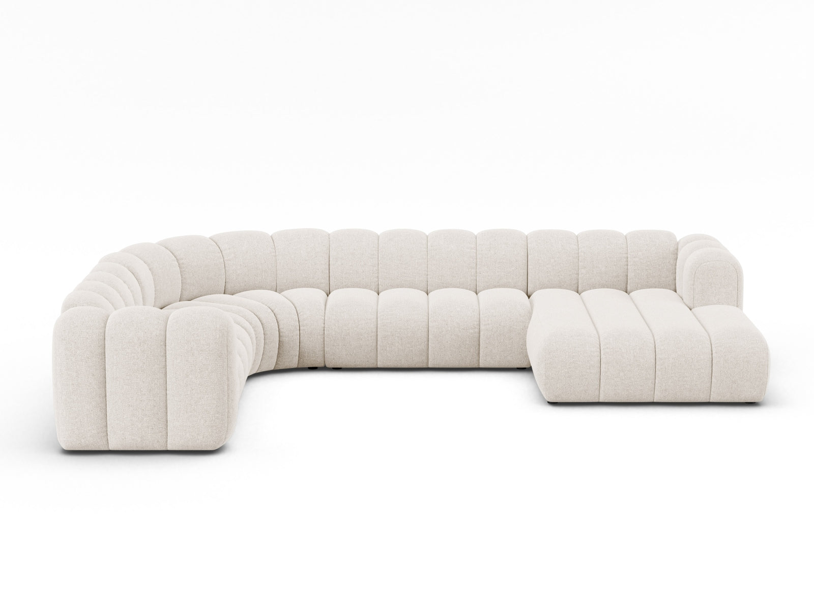 Lupine Modular Panoramic Corner Sofa, 6 Seats, 370x280 cm — Light Beige / Left