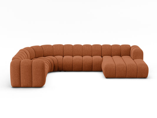 Lupine Modular Panoramic Corner Sofa, 6 Seats, 370x280 cm — Brick / Left