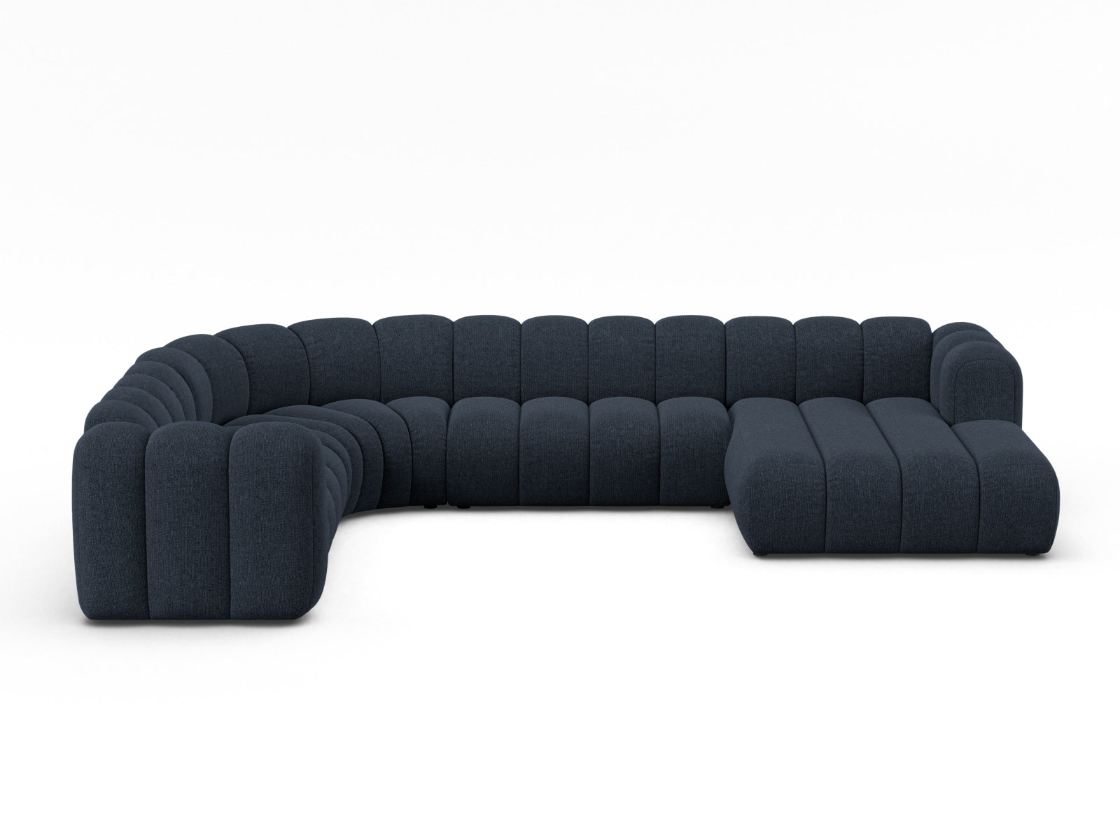 Lupine Modular Panoramic Corner Sofa, 6 Seats, 370x280 cm — Navy Blue / Left
