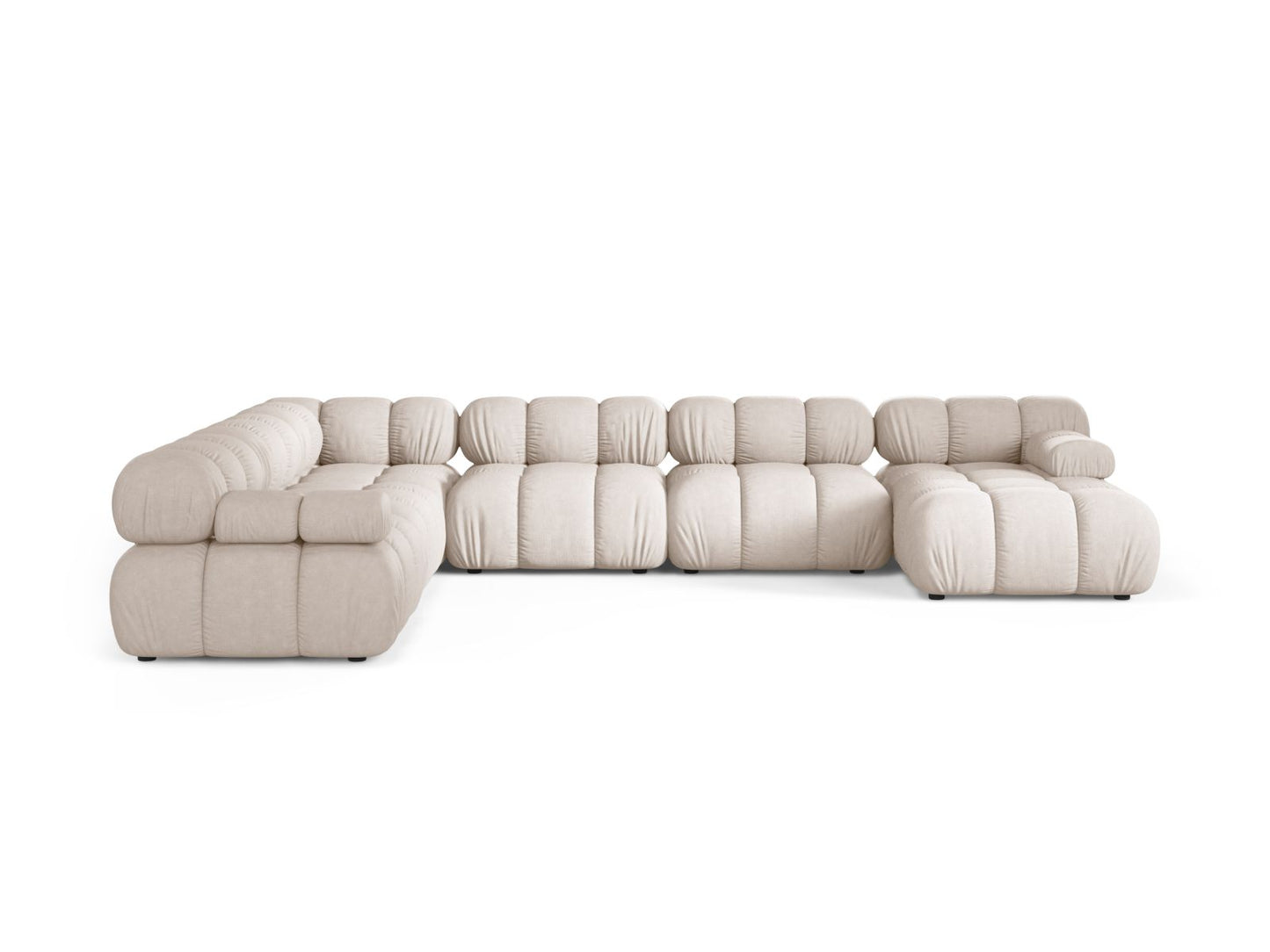 Panorama-Ecksofa Strukturstoff Beige Bellis — Wohnbeispiel