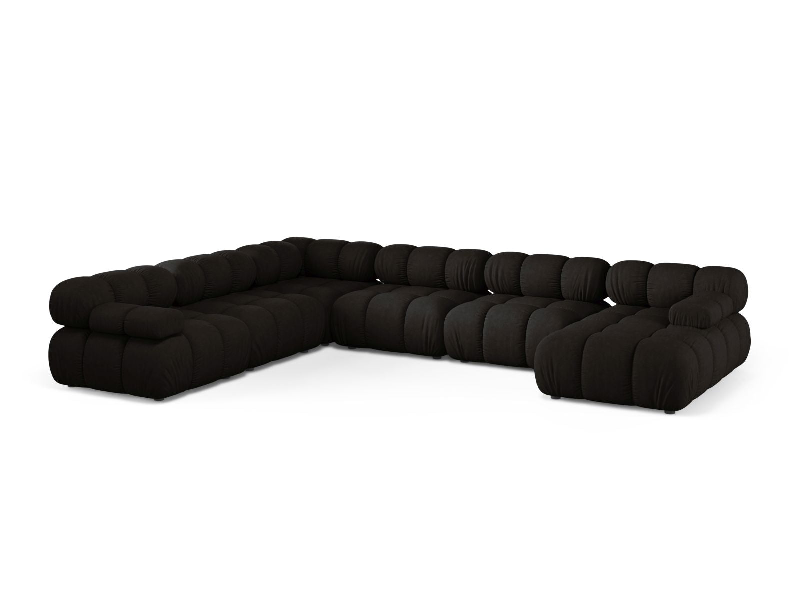 Bellis Modular Panoramic Corner Sofa, 8 Seats, 376x282 cm — Black / Left