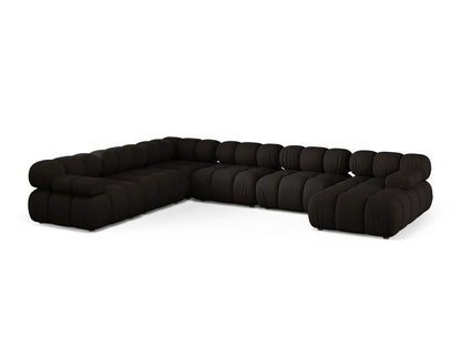 Panorama-Ecksofa Strukturstoff Beige Bellis — Black