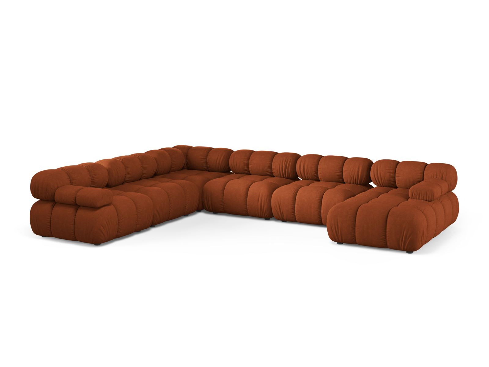 Bellis Modular Panoramic Corner Sofa, 8 Seats, 376x282 cm — Brick / Left