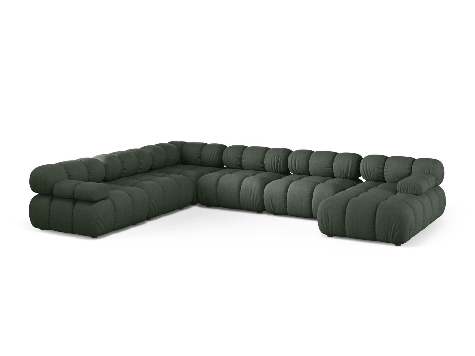 Bellis Modular Panoramic Corner Sofa, 8 Seats, 376x282 cm — Moss Green / Left