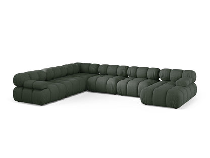 Panorama-Ecksofa Strukturstoff Beige Bellis — Moss Green