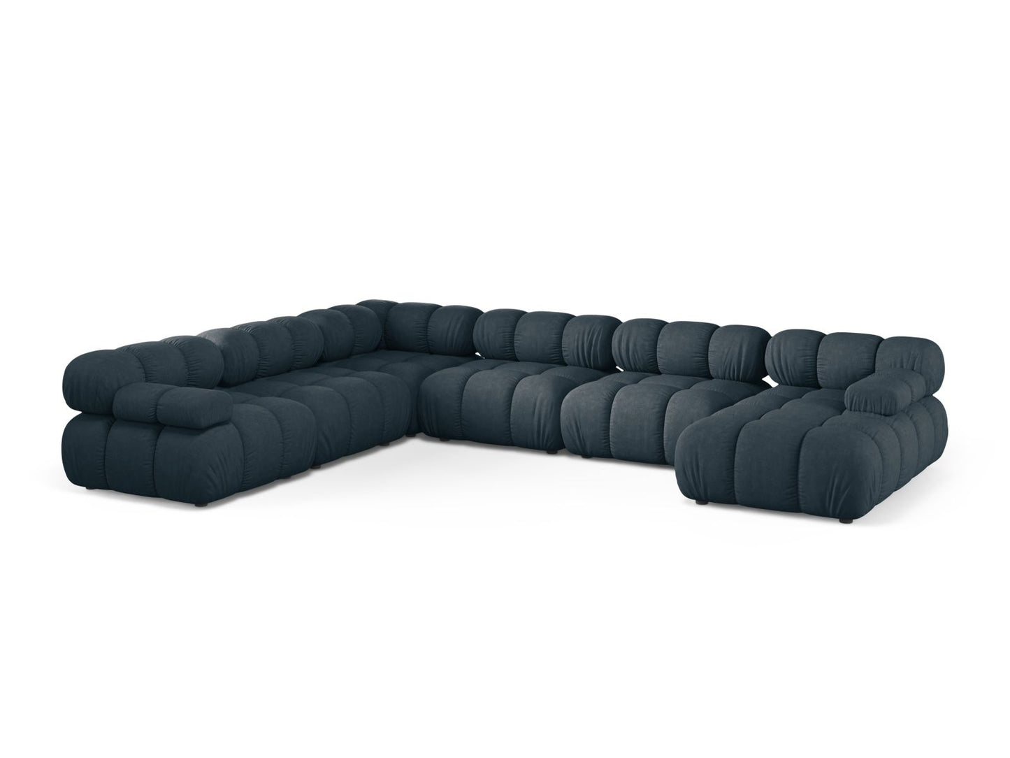 Panorama-Ecksofa Strukturstoff Beige Bellis — Deep Petrol