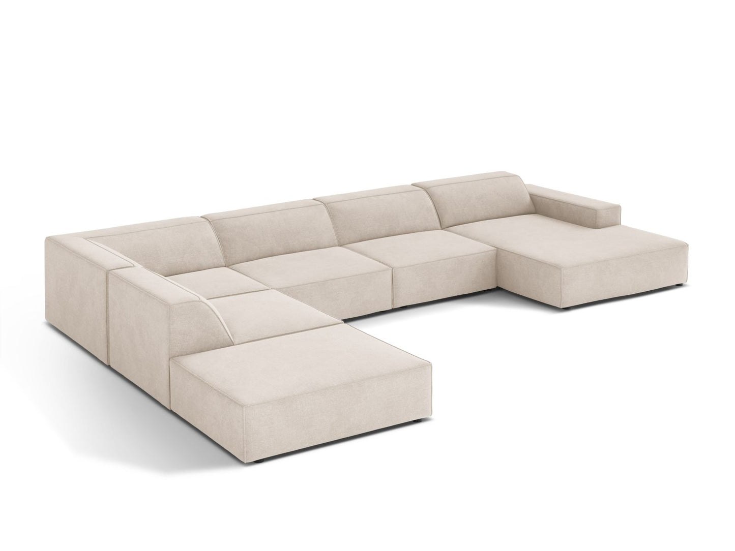 Panorama-Ecksofa Strukturstoff Beige Jodie — Detailansicht