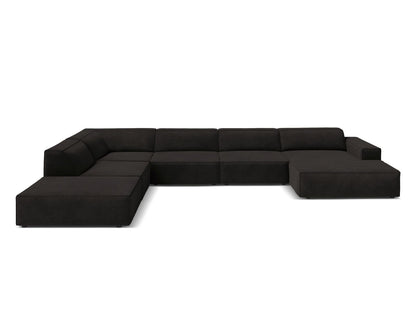 Panorama-Ecksofa Strukturstoff Beige Jodie — Black