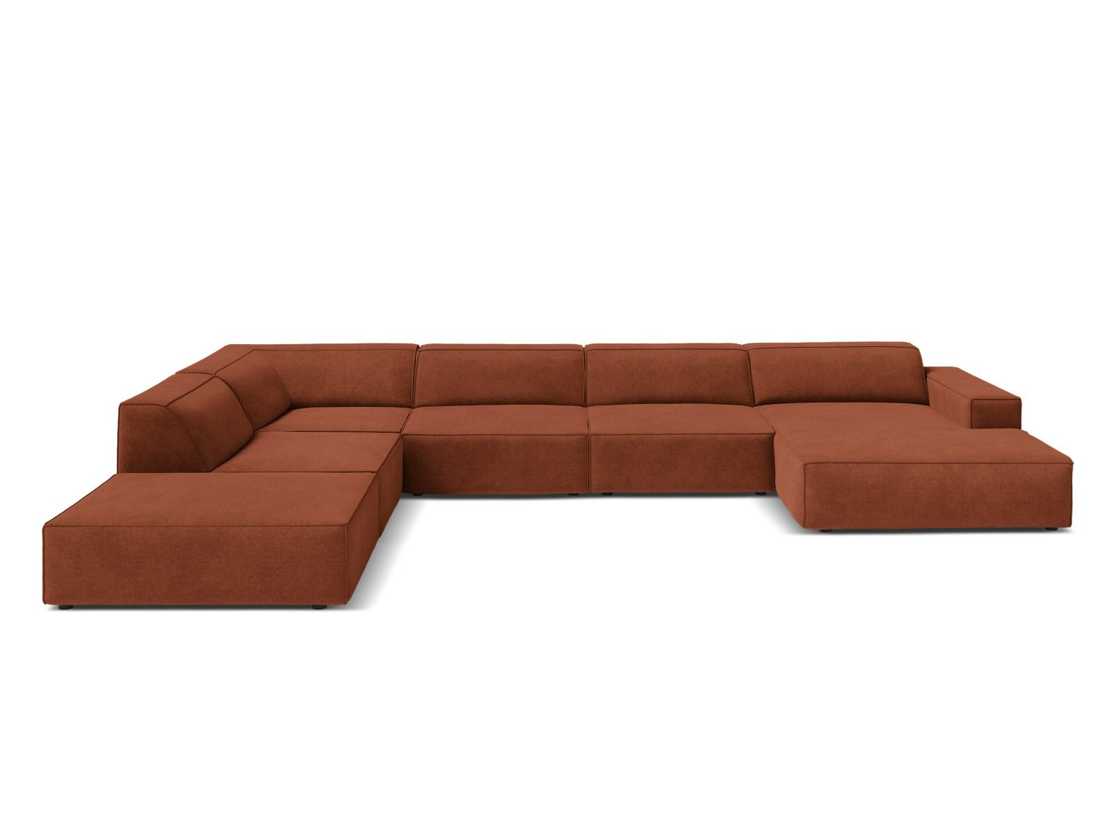 Jodie Modular Panoramic Corner Sofa, 7 Seats, 361x258 cm — Brick / Left