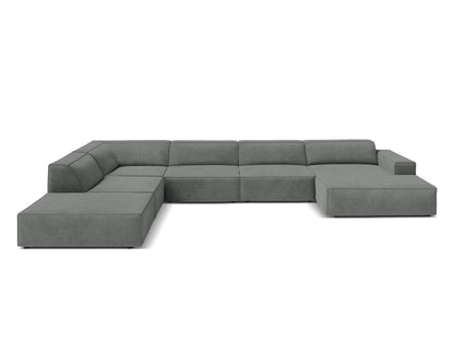 Panorama-Ecksofa Strukturstoff Beige Jodie — Grey
