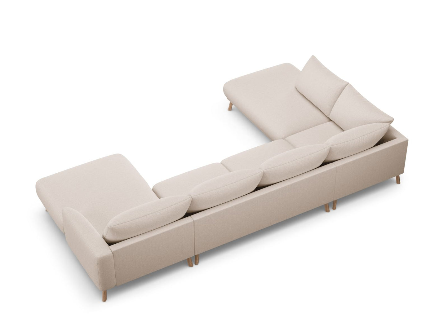 Panorama-Ecksofa Strukturstoff Beige Naomi — Detailansicht