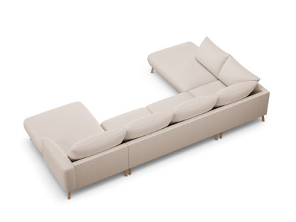 Panorama-Ecksofa Strukturstoff Beige Naomi — Detailansicht