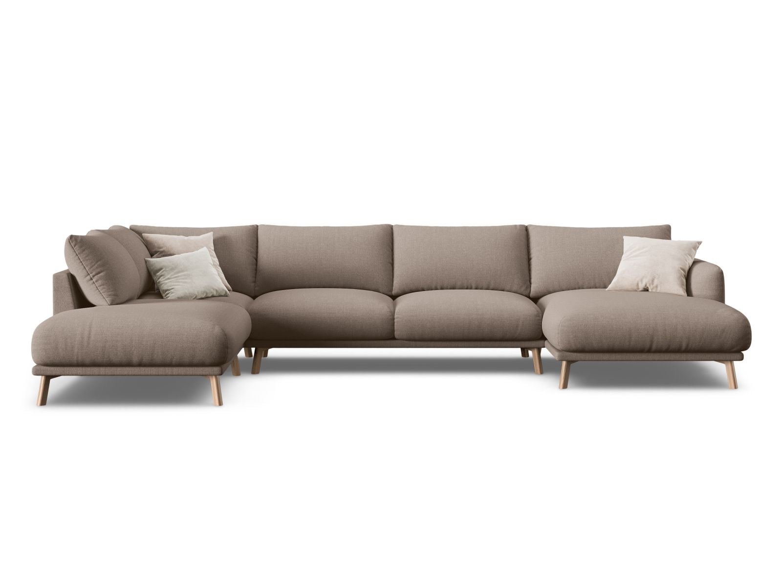 Naomi Panoramic Corner Sofa, 6 Seats, 365x235 cm — Cappuccino / Left