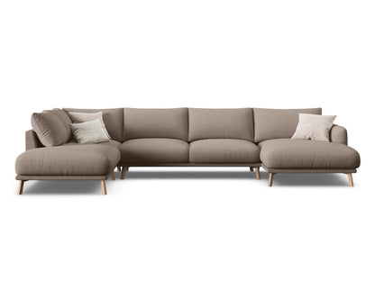 Panorama-Ecksofa Strukturstoff Beige Naomi — Cappuccino