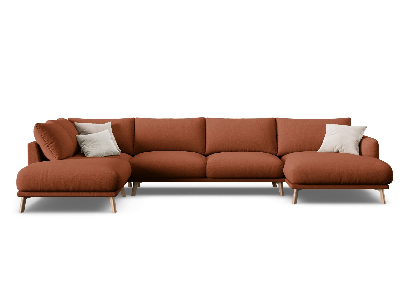 Naomi Panoramic Corner Sofa, 6 Seats, 365x235 cm — Brick / Left